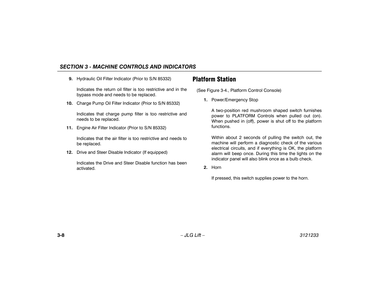 Platform station, Platform station -8 | JLG 680S Operator Manual User Manual | Page 44 / 128