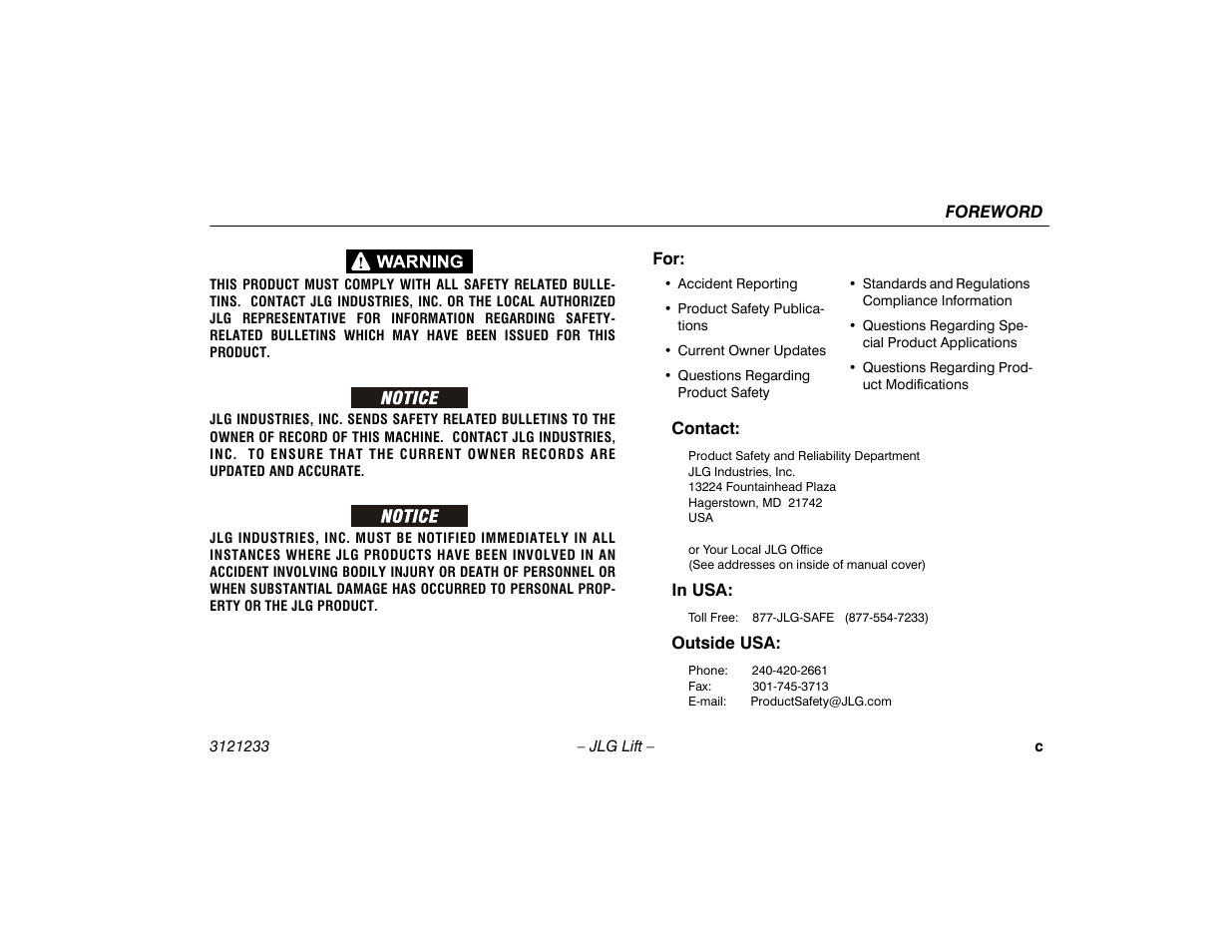 JLG 680S Operator Manual User Manual | Page 5 / 128