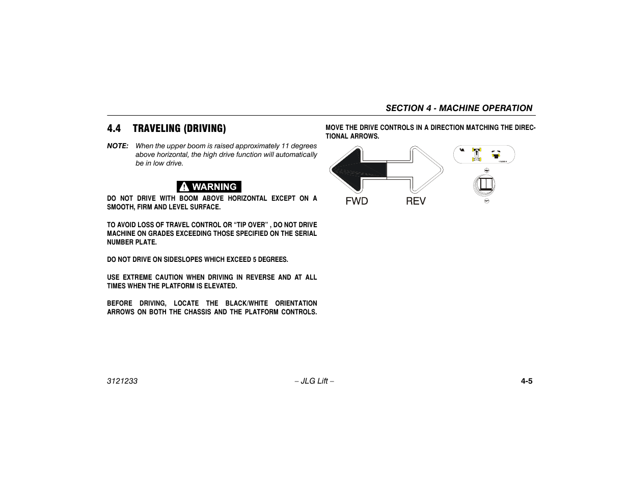 4 traveling (driving), 4 traveling (driving) -5 | JLG 680S Operator Manual User Manual | Page 61 / 128