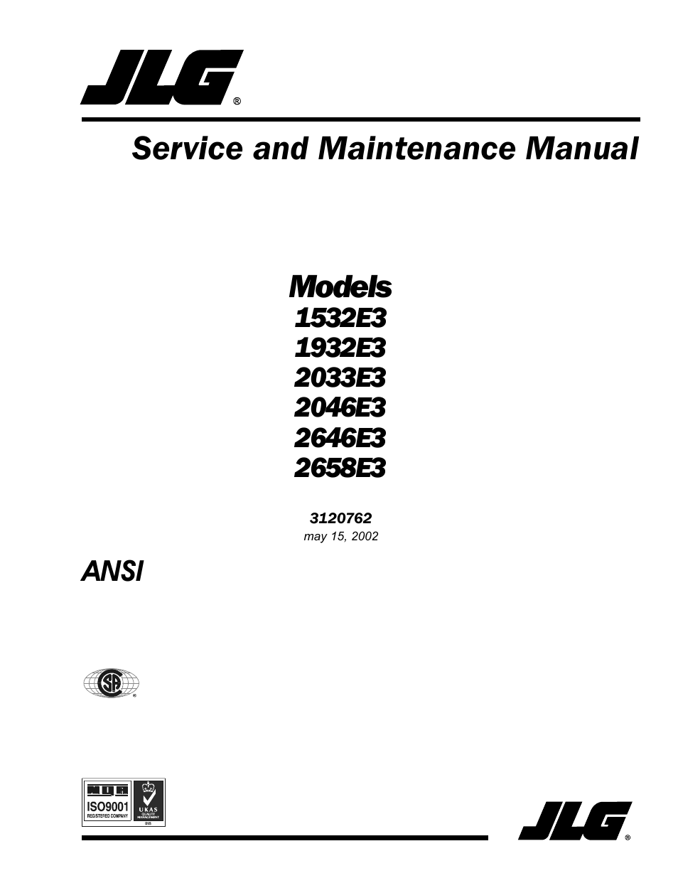 JLG 2658E3 ANSI Service Manual User Manual | 62 pages