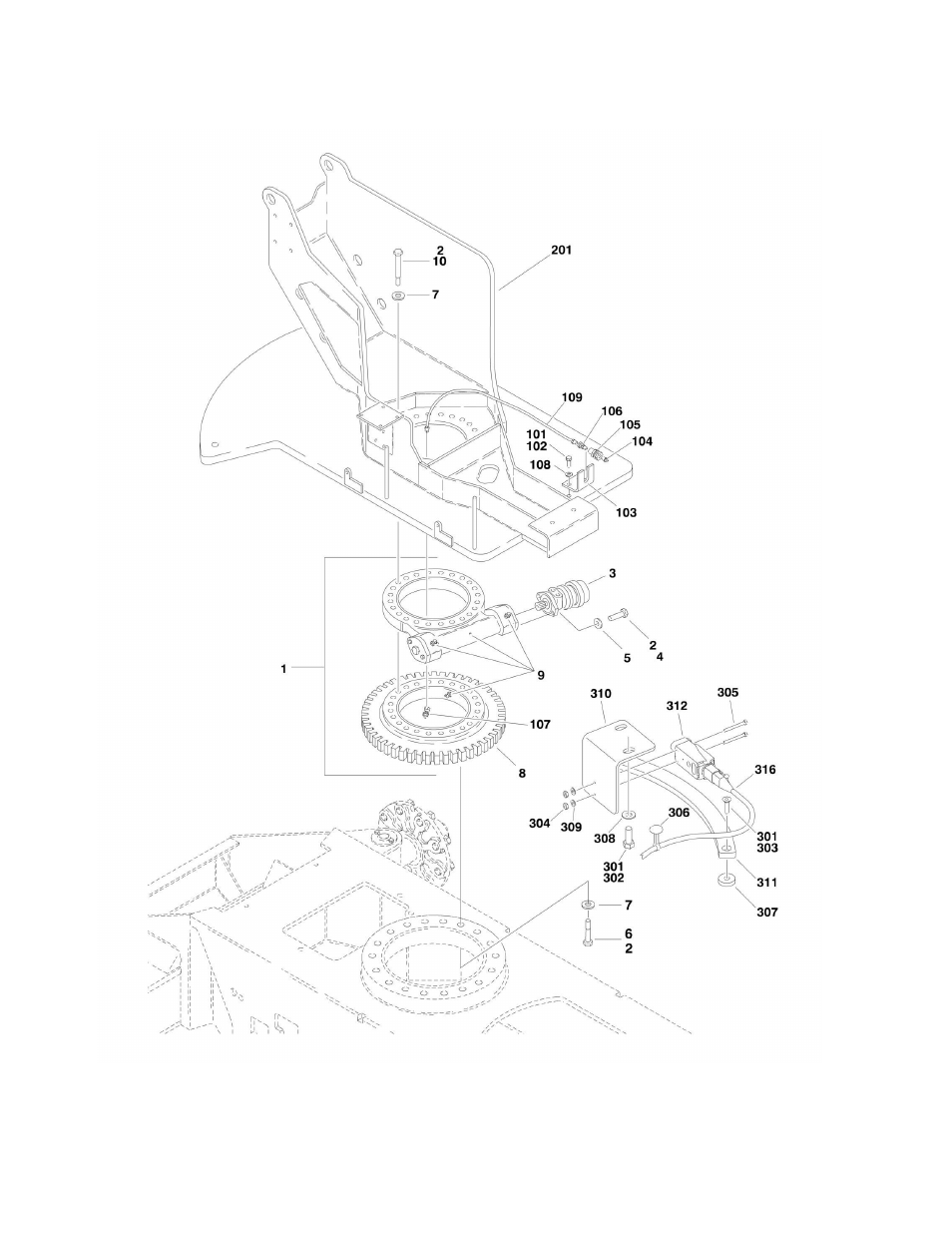 Figure 2-3. turntable and swing drive installation | JLG M400 Parts Manual User Manual | Page 60 / 262