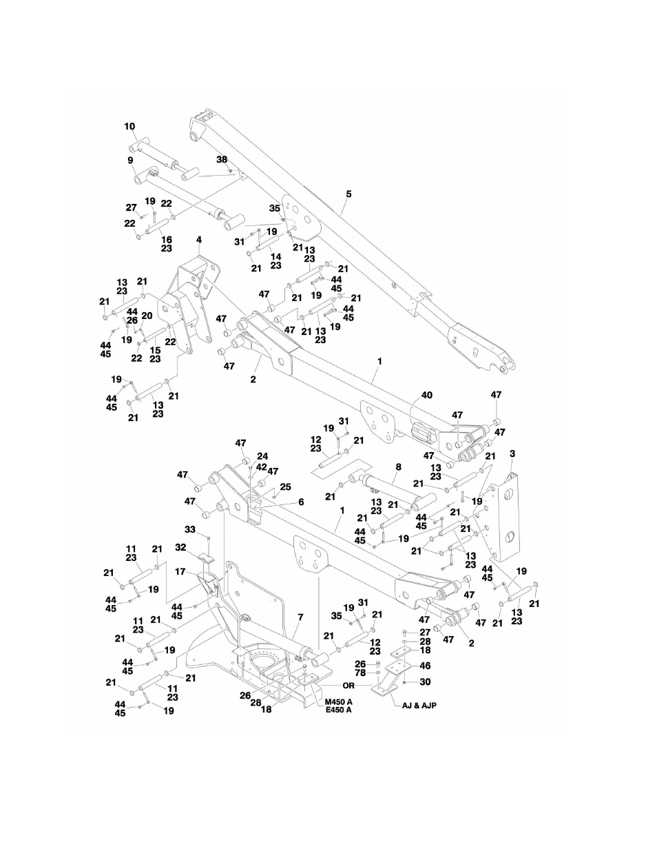 Figure 3-1. booms and cylinders installation | JLG M400 Parts Manual User Manual | Page 86 / 262