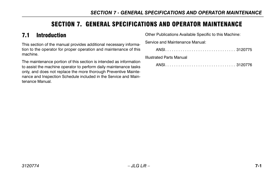 1 introduction, 1 introduction -1 | JLG 15SP Operator Manual User Manual | Page 59 / 74