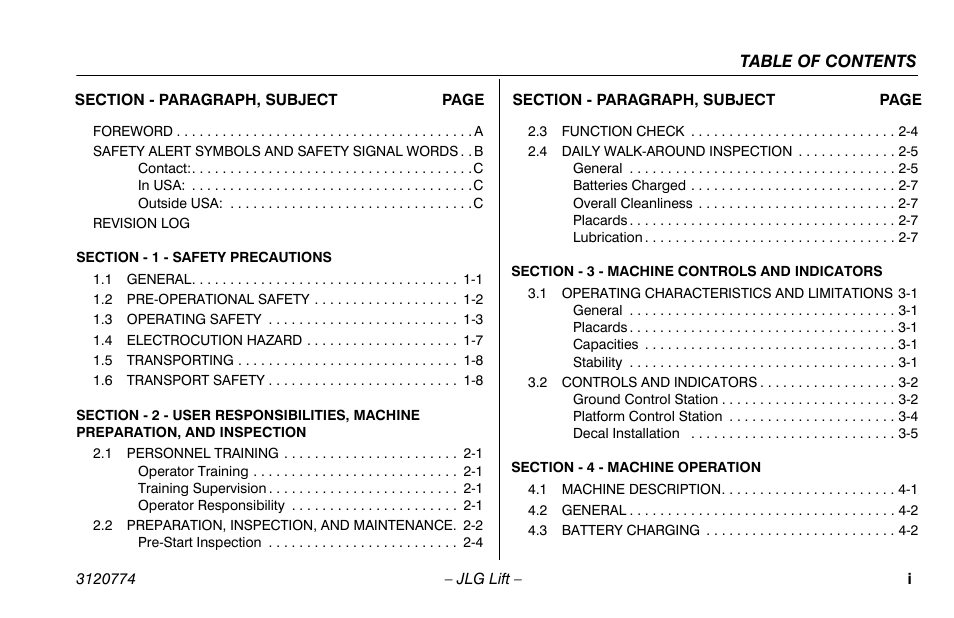 JLG 15SP Operator Manual User Manual | Page 7 / 74