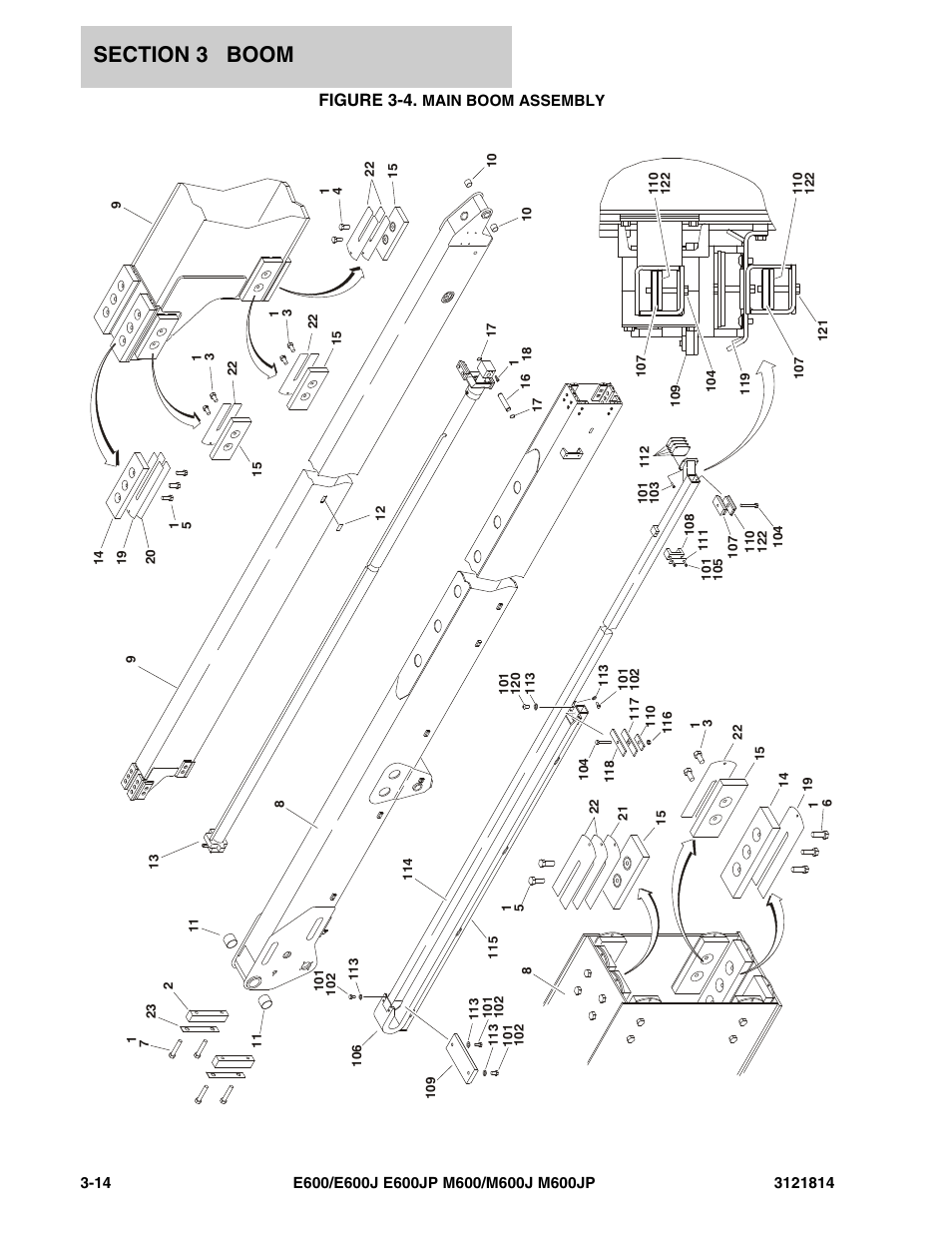 Figure 3-4. main boom assembly, Figure 3-4 | JLG M600 Parts Manual User Manual | Page 112 / 254