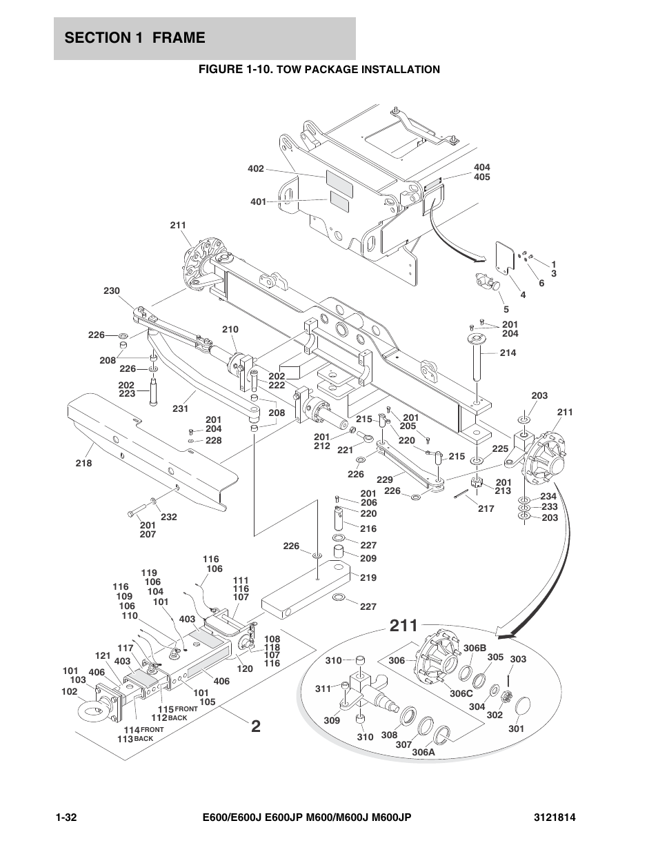 Figure 1-10. tow package installation, Figure 1-10 | JLG M600 Parts Manual User Manual | Page 38 / 254