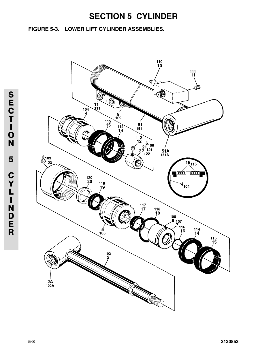 Figure 5-3. lower lift cylinder assemblies, Lower lift cylinder assemblies | JLG 45ic Parts Manual User Manual | Page 108 / 160