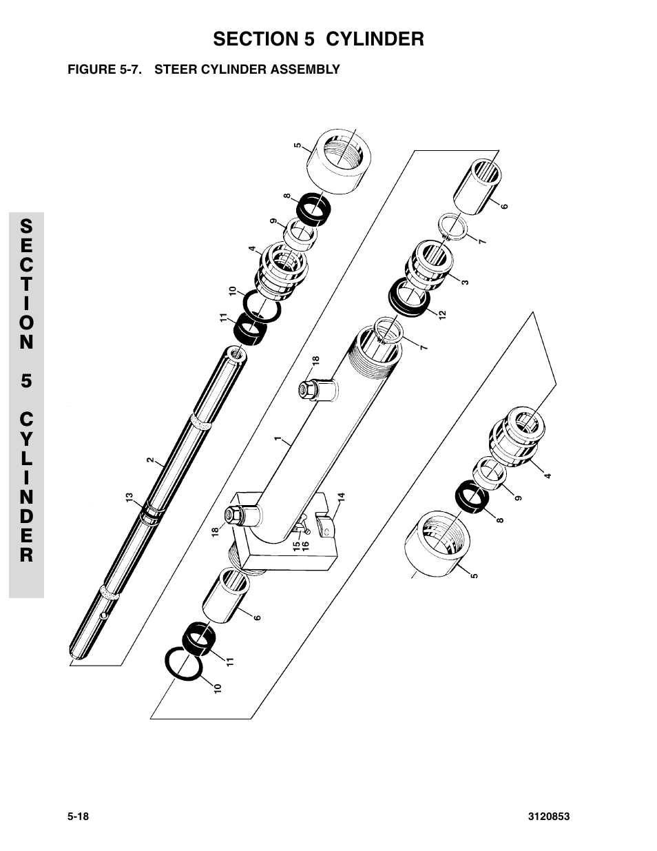 Figure 5-7. steer cylinder assembly, Steer cylinder assembly -18, Steer cylinder assembly | JLG 45ic Parts Manual User Manual | Page 118 / 160