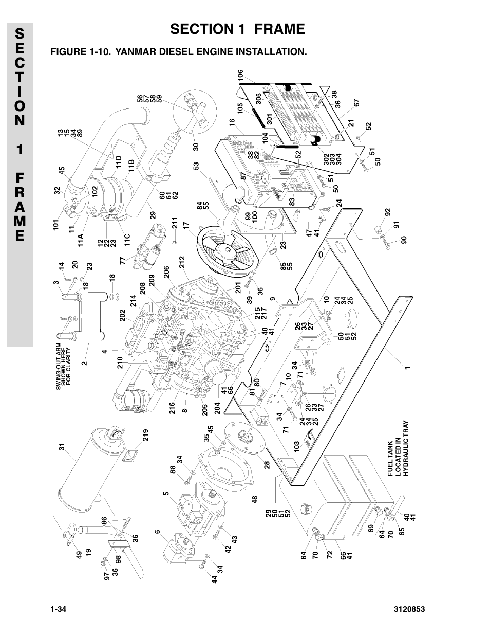 Figure 1-10. yanmar diesel engine installation, Yanmar diesel engine installation -34, Yanmar diesel engine installation | JLG 45ic Parts Manual User Manual | Page 40 / 160