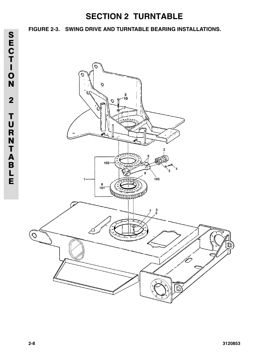 Swing drive and turntable bearing installations -8, Swing drive and turntable bearing installations | JLG 45ic Parts Manual User Manual | Page 62 / 160