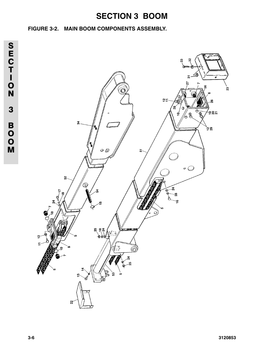 Figure 3-2. main boom components assembly, Main boom components assembly -6, Main boom components assembly | JLG 45ic Parts Manual User Manual | Page 84 / 160