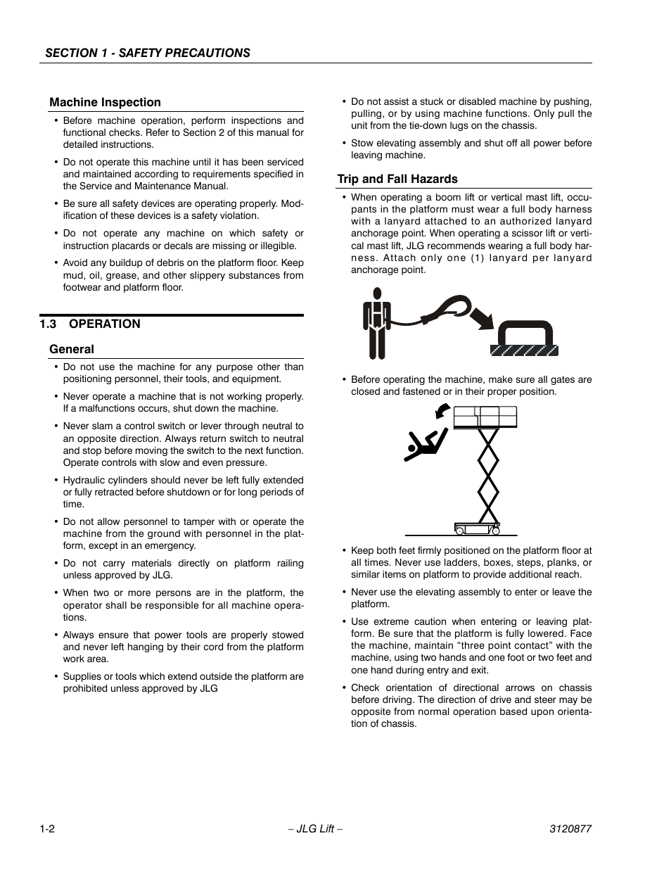 Machine inspection, 3 operation, General | Trip and fall hazards, Operation -2 | JLG 2658E3 Operator Manual User Manual | Page 10 / 68