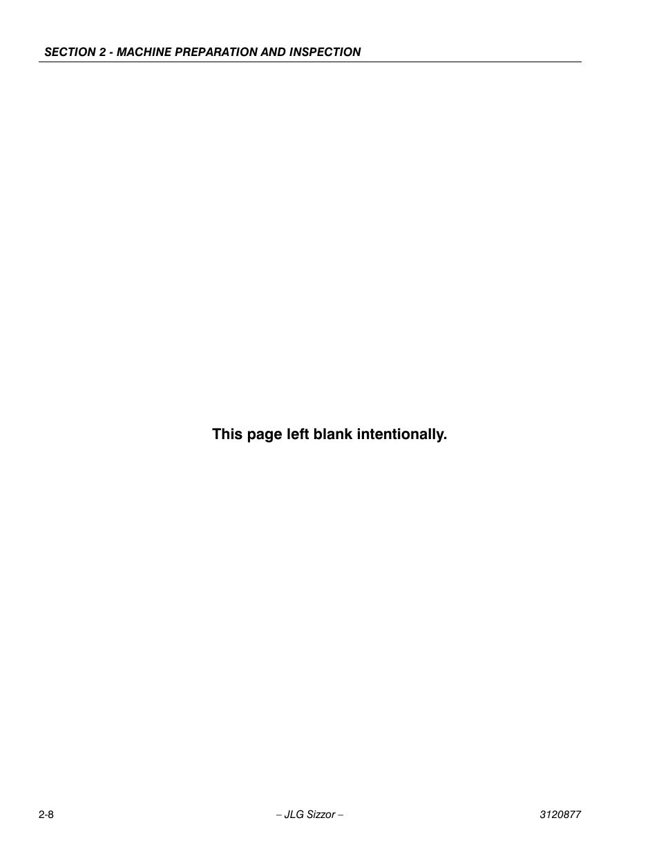 This page left blank intentionally | JLG 2658E3 Operator Manual User Manual | Page 20 / 68