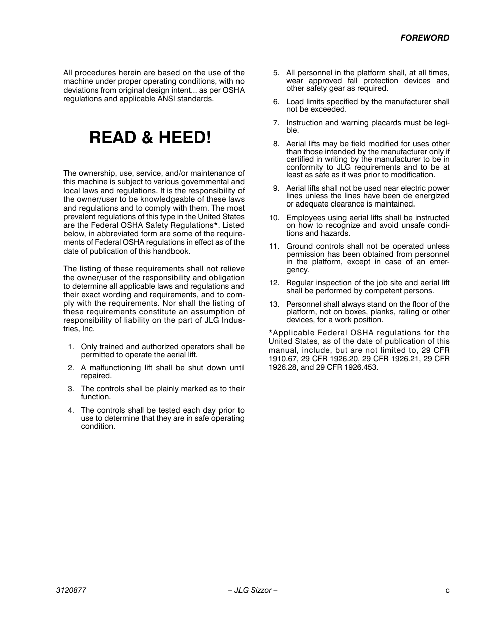 Read & heed | JLG 2658E3 Operator Manual User Manual | Page 5 / 68