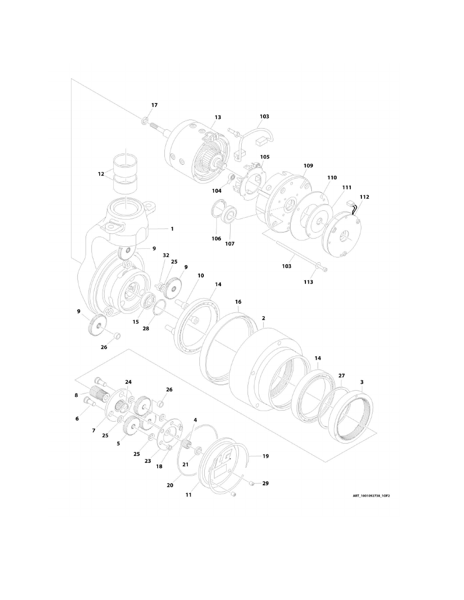 Figure 1-4. drive motor/hub assembly | JLG 2632ES Operator Manual User Manual | Page 18 / 328
