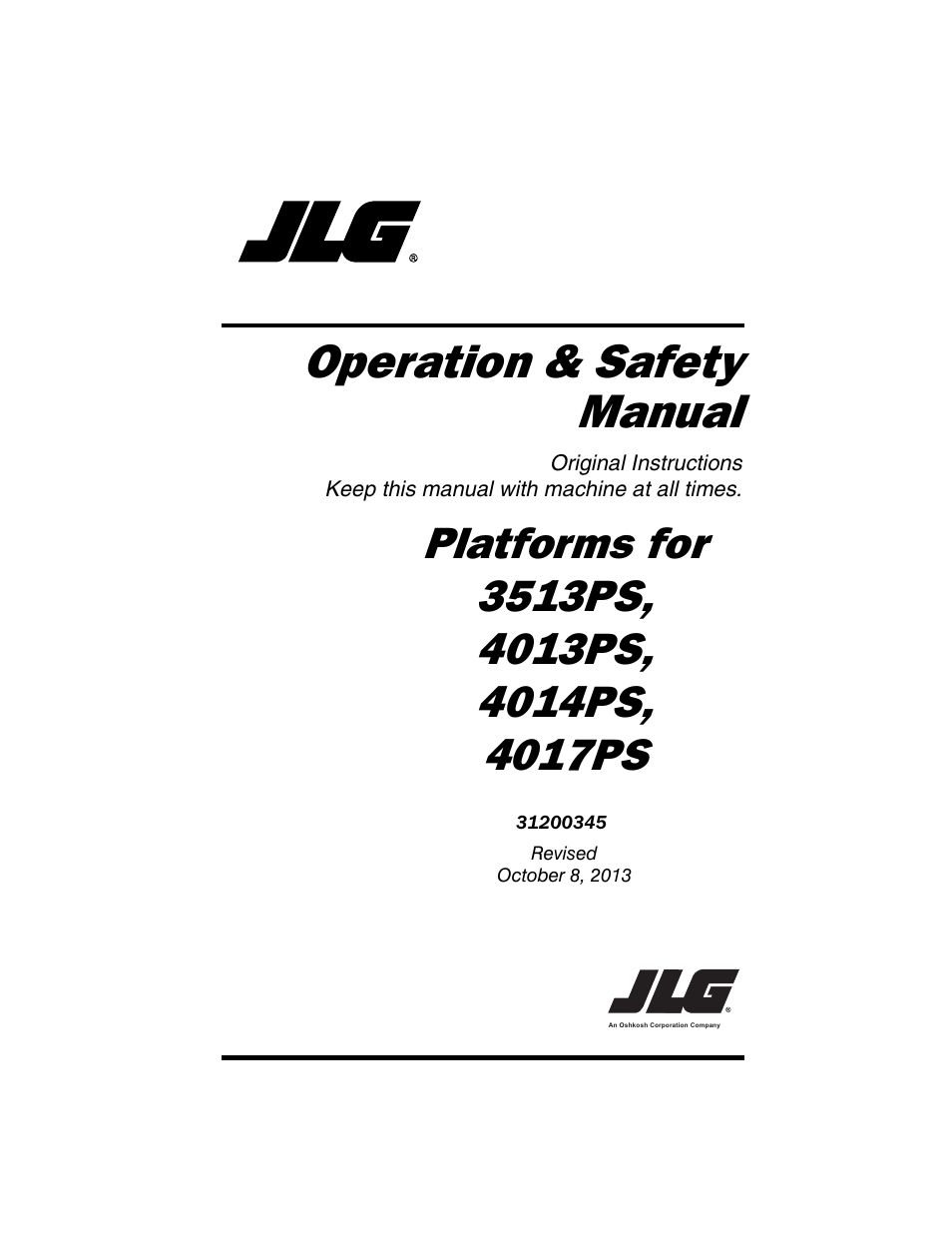 JLG 4017PS Platforms Operator Manual User Manual | 68 pages