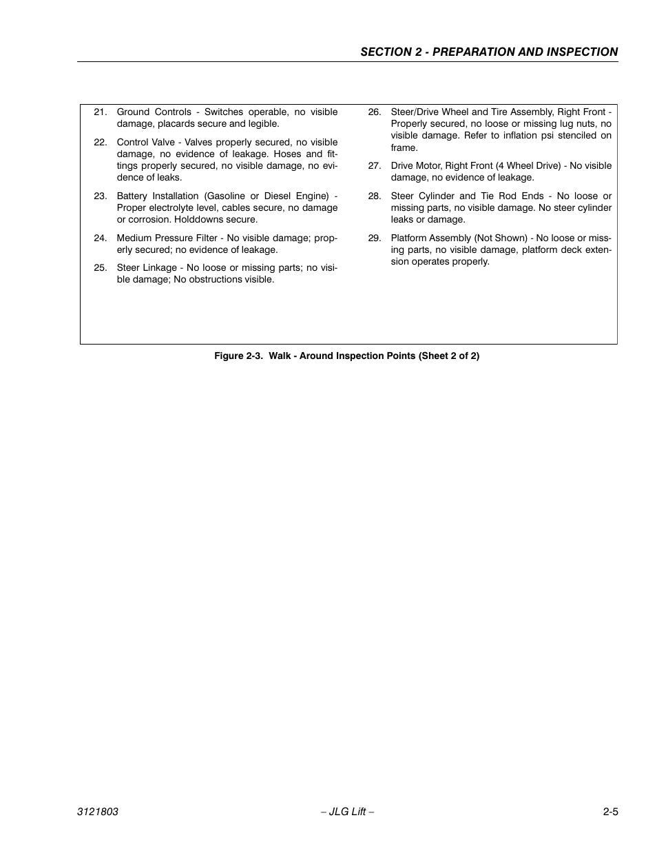 Walk - around inspection points (sheet 2 of 2) -5 | JLG 400CRT Operator Manual User Manual | Page 17 / 46