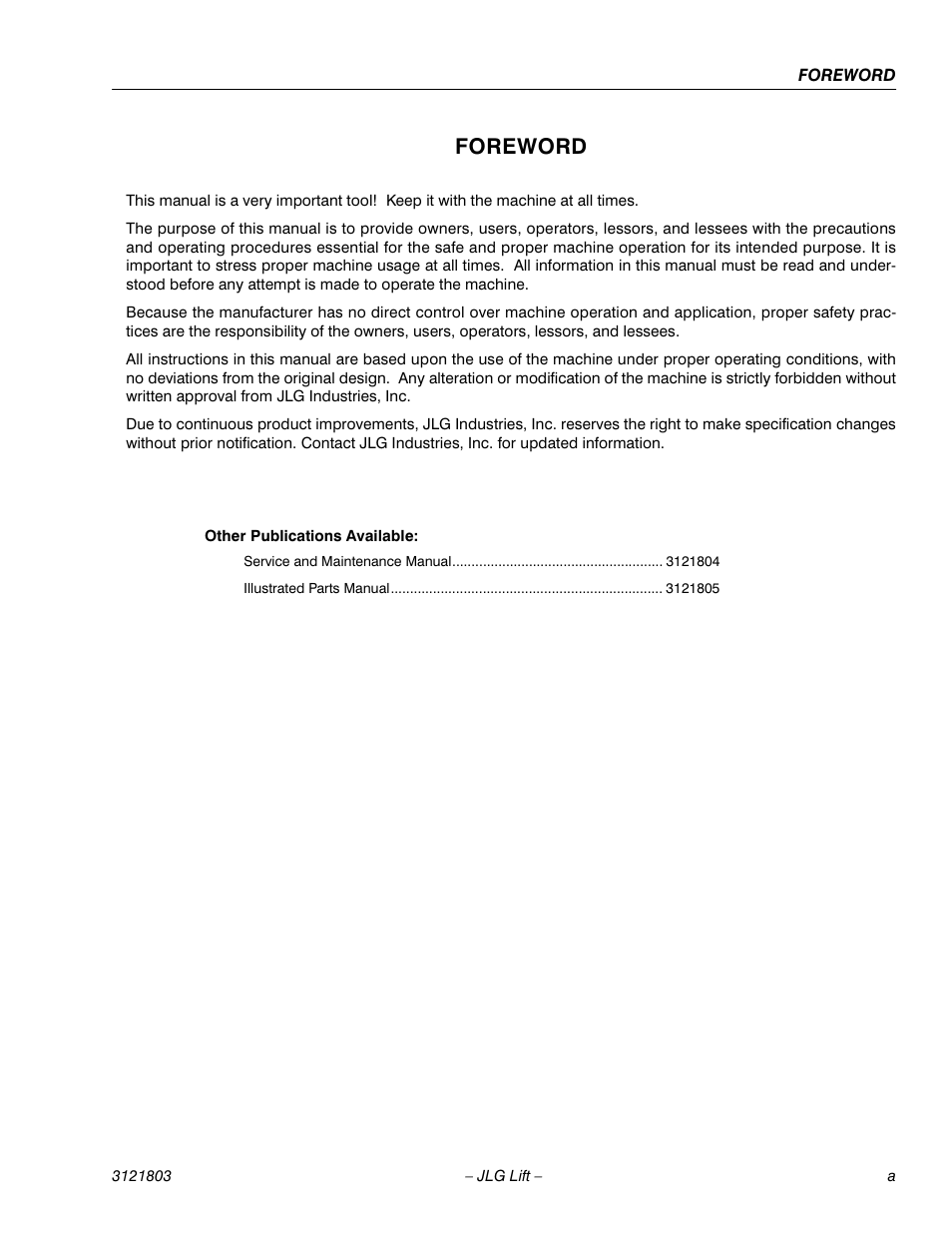 Foreword | JLG 400CRT Operator Manual User Manual | Page 3 / 46