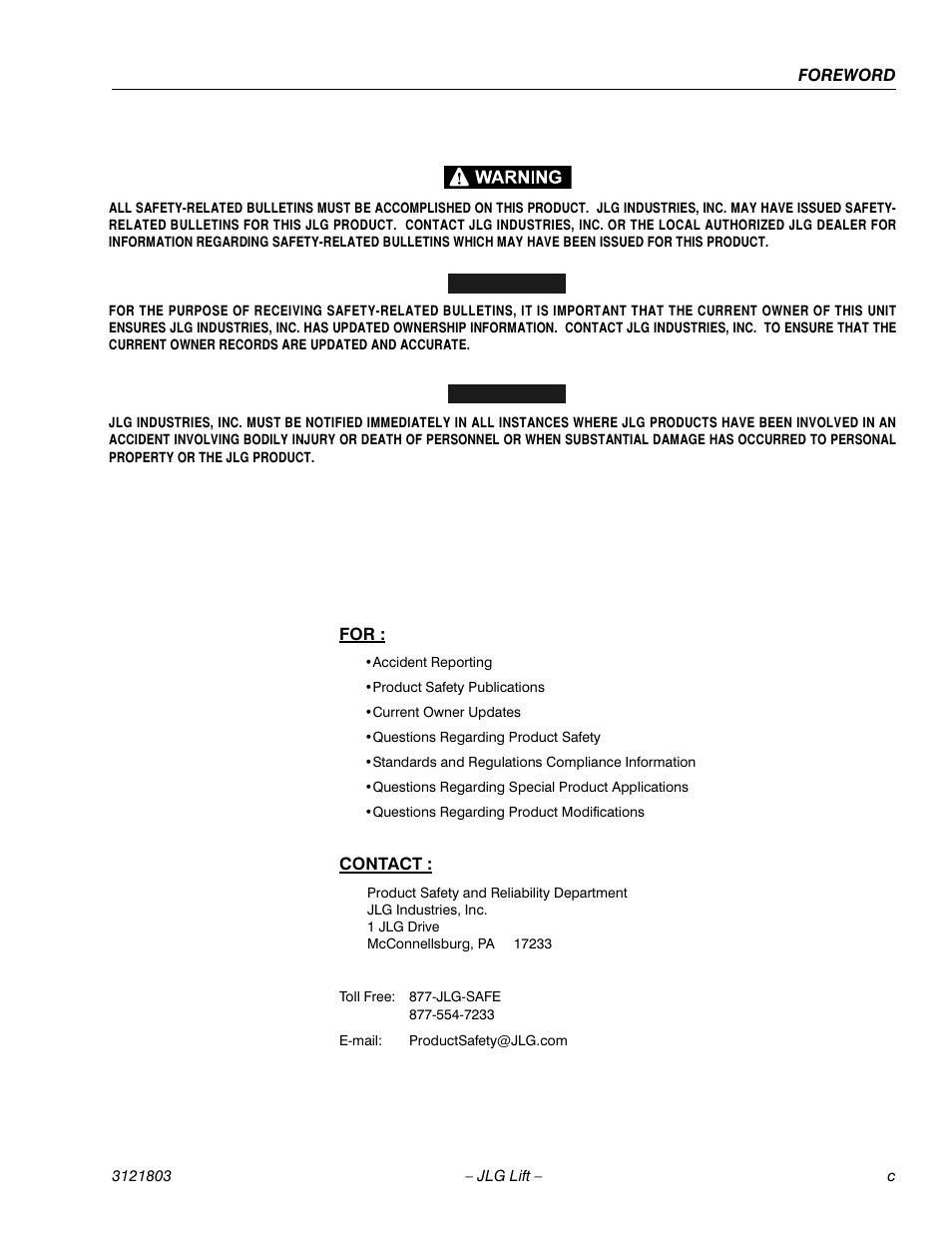 JLG 400CRT Operator Manual User Manual | Page 5 / 46