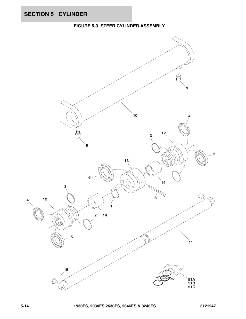 Figure 5-3. steer cylinder assembly | JLG 3246ES Parts Manual User Manual | Page 138 / 214