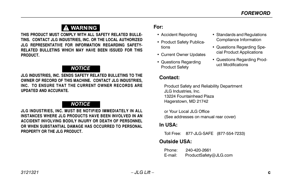JLG 67SL Operator Manual User Manual | Page 5 / 86