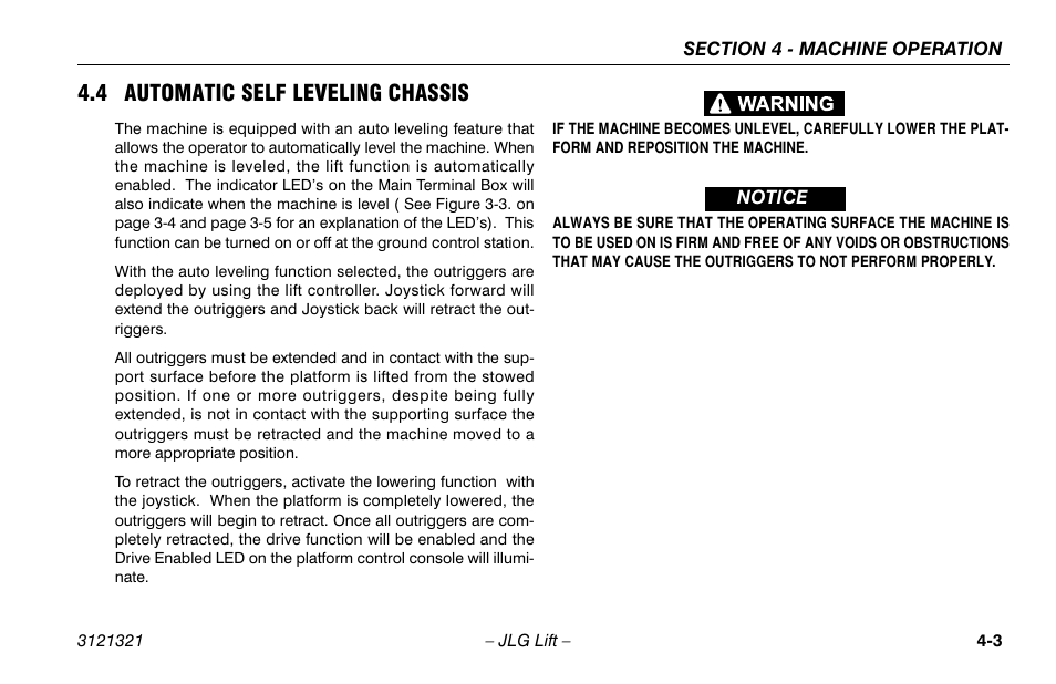 4 automatic self leveling chassis, Automatic self leveling chassis -3 | JLG 67SL Operator Manual User Manual | Page 51 / 86