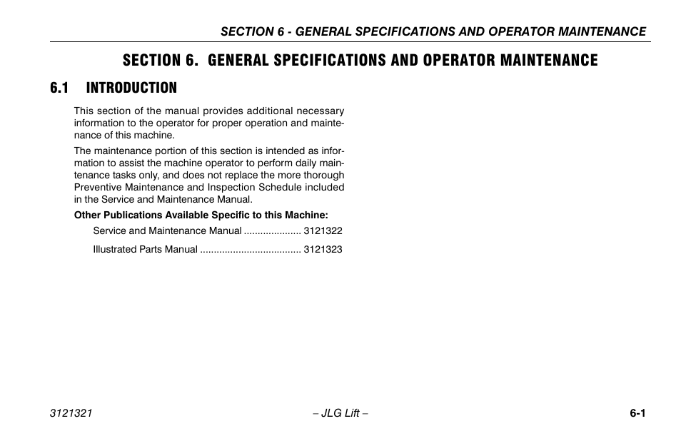 1 introduction, Introduction -1 | JLG 67SL Operator Manual User Manual | Page 65 / 86