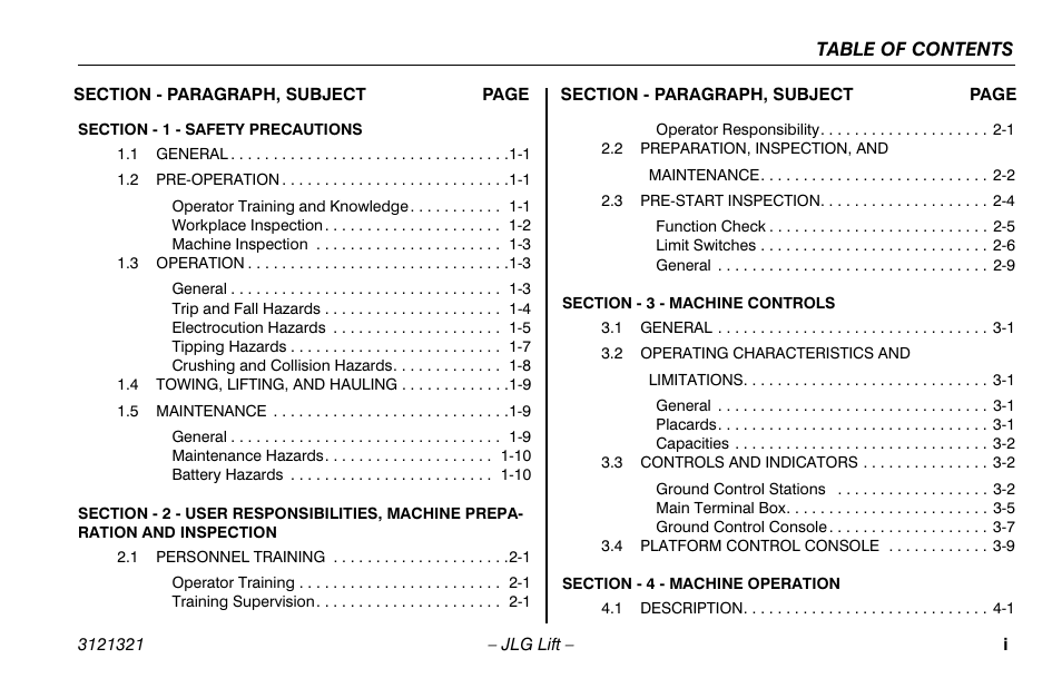 JLG 67SL Operator Manual User Manual | Page 7 / 86
