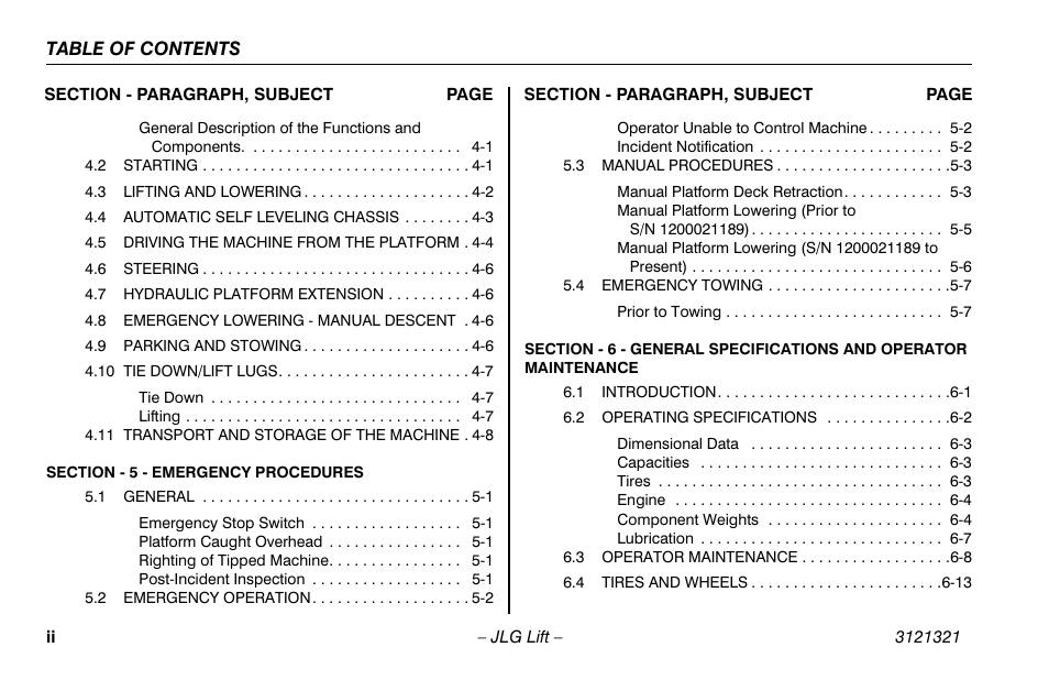 JLG 67SL Operator Manual User Manual | Page 8 / 86