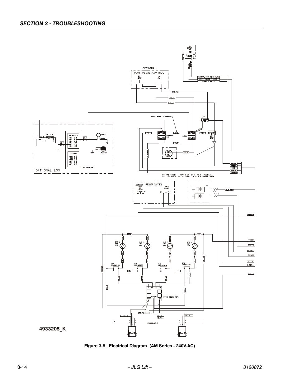 Electrical diagram. (am series - 240v-ac) -14 | JLG 41AM (3120872) Service Manual User Manual | Page 72 / 76