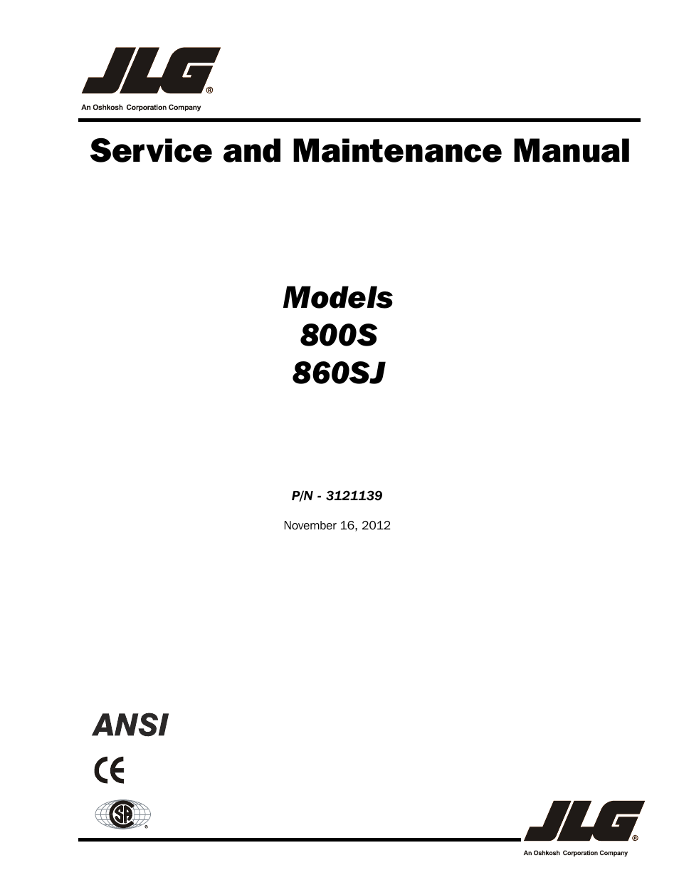 JLG 800S Service Manual User Manual | 372 pages