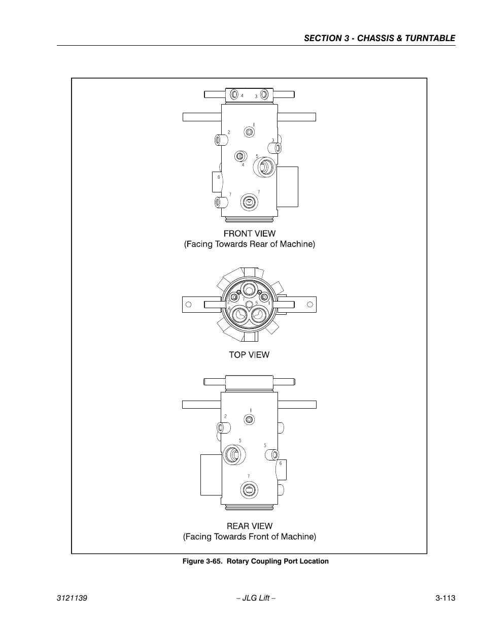 Rotary coupling port location -113 | JLG 800S Service Manual User Manual | Page 159 / 372