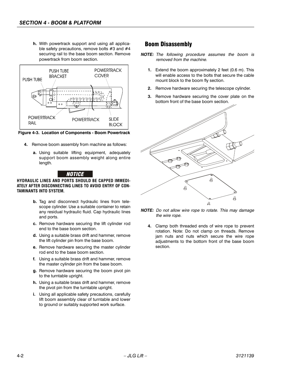 Boom disassembly, Boom disassembly -2, Location of components - boom powertrack -2 | JLG 800S Service Manual User Manual | Page 218 / 372