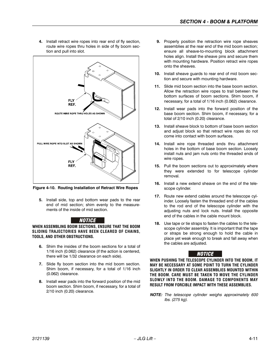 Routing installation of retract wire ropes -11 | JLG 800S Service Manual User Manual | Page 227 / 372