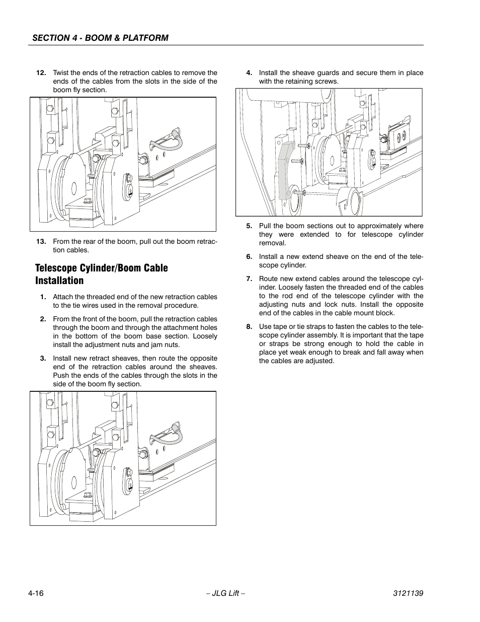 Telescope cylinder/boom cable installation, Telescope cylinder/boom cable installation -16 | JLG 800S Service Manual User Manual | Page 232 / 372