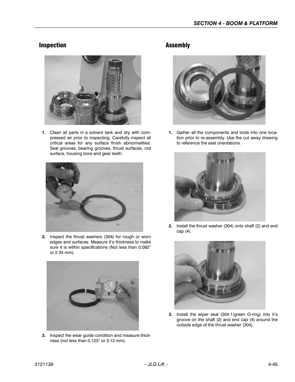 Inspection, Assembly, Inspection -45 assembly -45 | JLG 800S Service Manual User Manual | Page 261 / 372