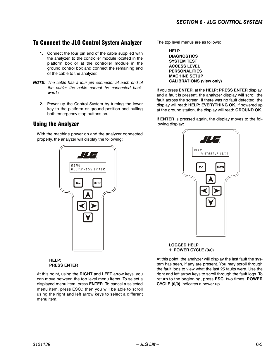 To connect the jlg control system analyzer, Using the analyzer | JLG 800S Service Manual User Manual | Page 291 / 372
