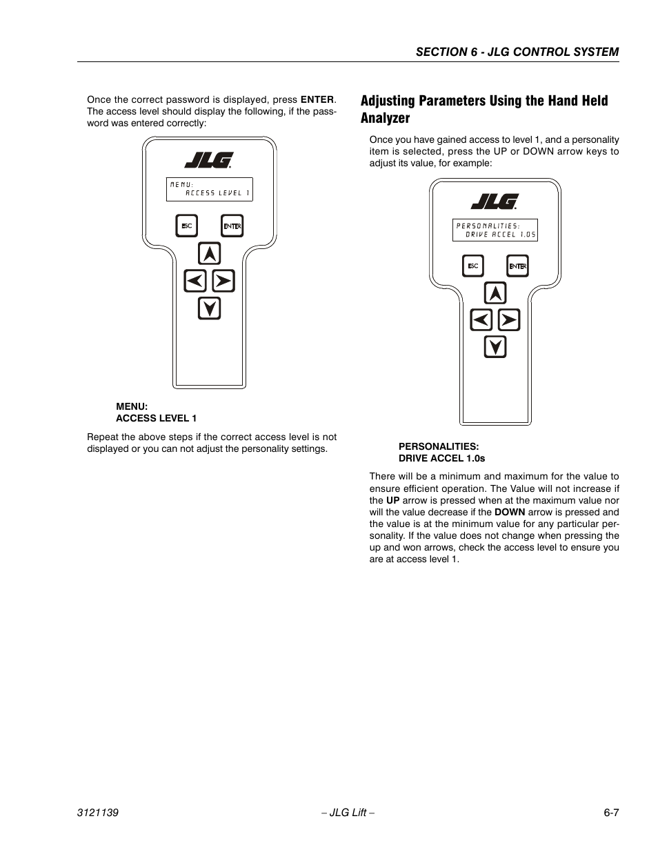 Adjusting parameters using the hand held analyzer | JLG 800S Service Manual User Manual | Page 295 / 372