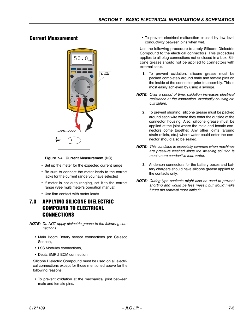 Current measurement, Current measurement -3, Current measurement (dc) -3 | JLG 800S Service Manual User Manual | Page 345 / 372