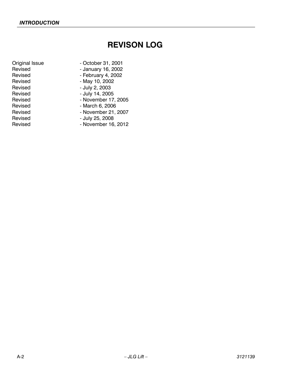 Revison log | JLG 800S Service Manual User Manual | Page 4 / 372