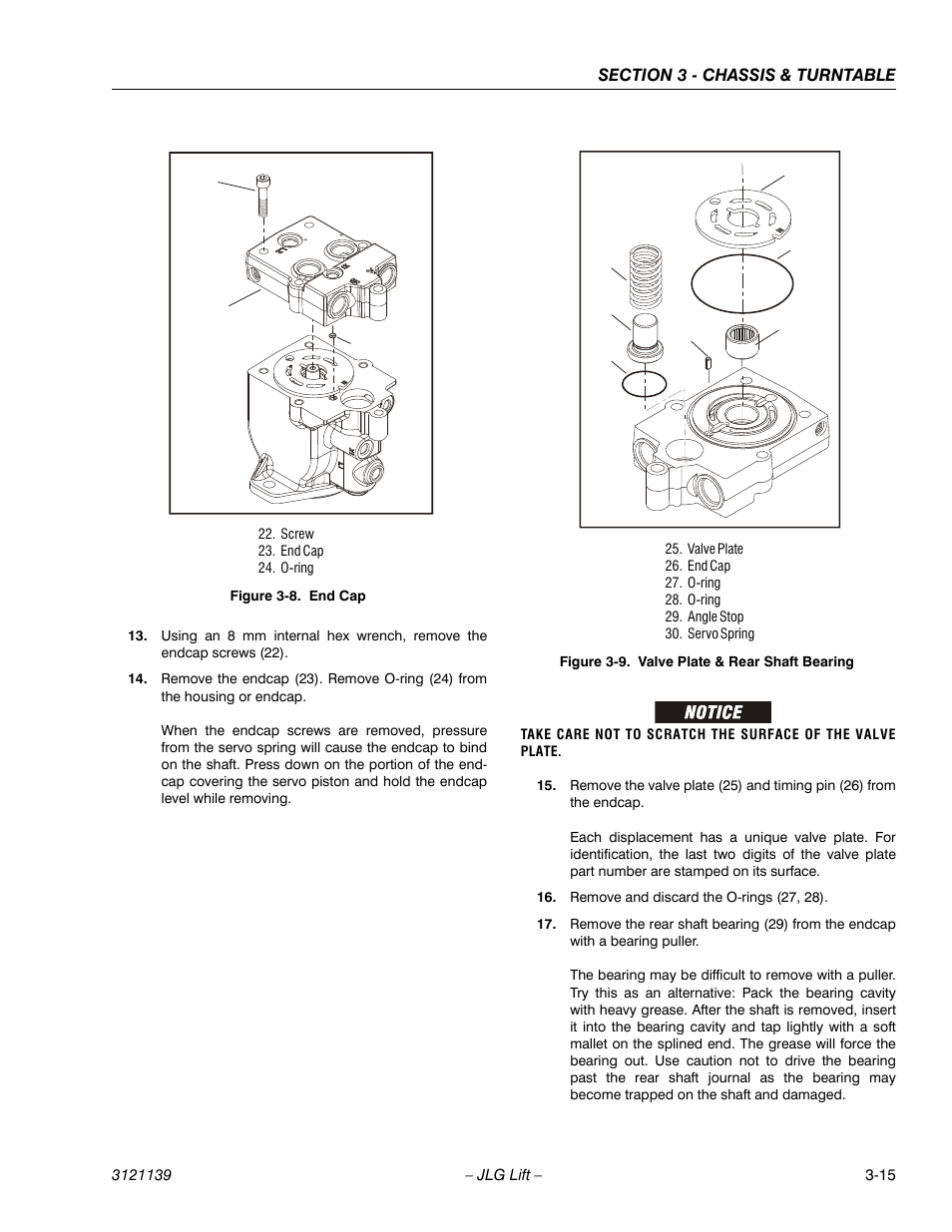 End cap -15, Valve plate & rear shaft bearing -15 | JLG 800S Service Manual User Manual | Page 61 / 372