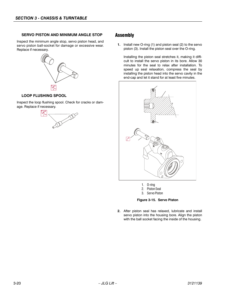 Assembly, Assembly -20, Servo piston -20 | JLG 800S Service Manual User Manual | Page 66 / 372