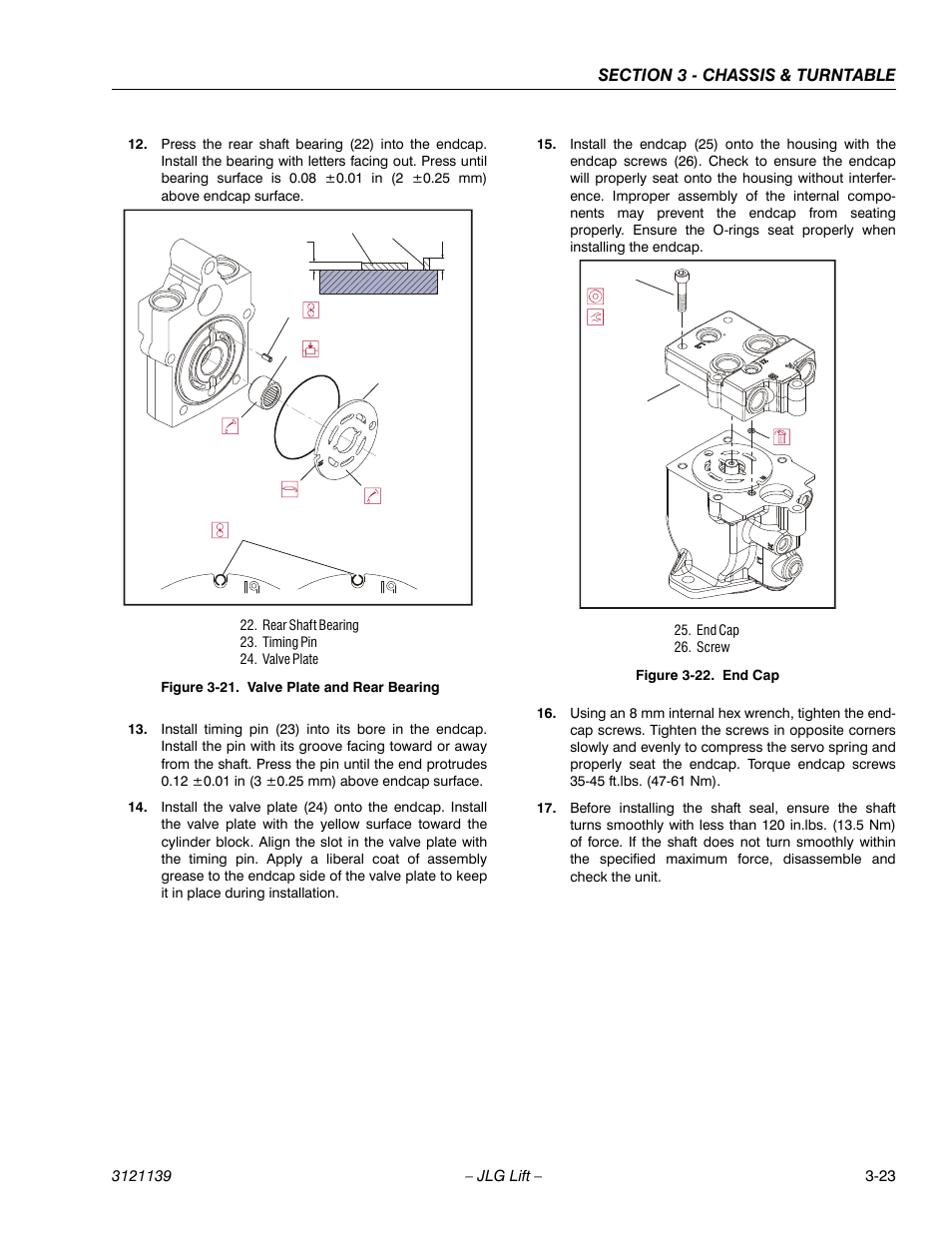 Valve plate and rear bearing -23, End cap -23 | JLG 800S Service Manual User Manual | Page 69 / 372