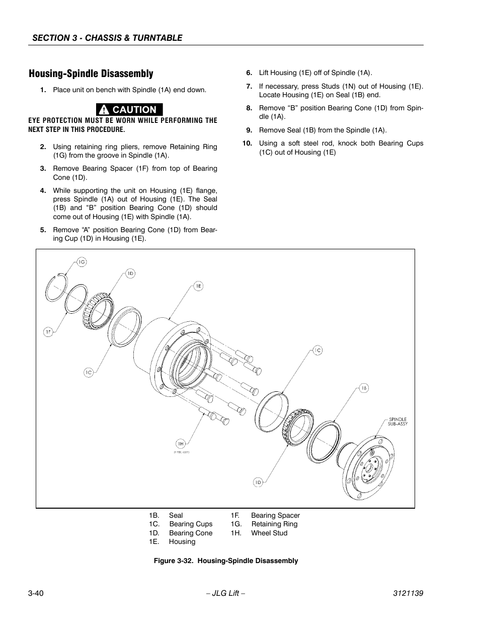 Housing-spindle disassembly, Housing-spindle disassembly -40 | JLG 800S Service Manual User Manual | Page 86 / 372