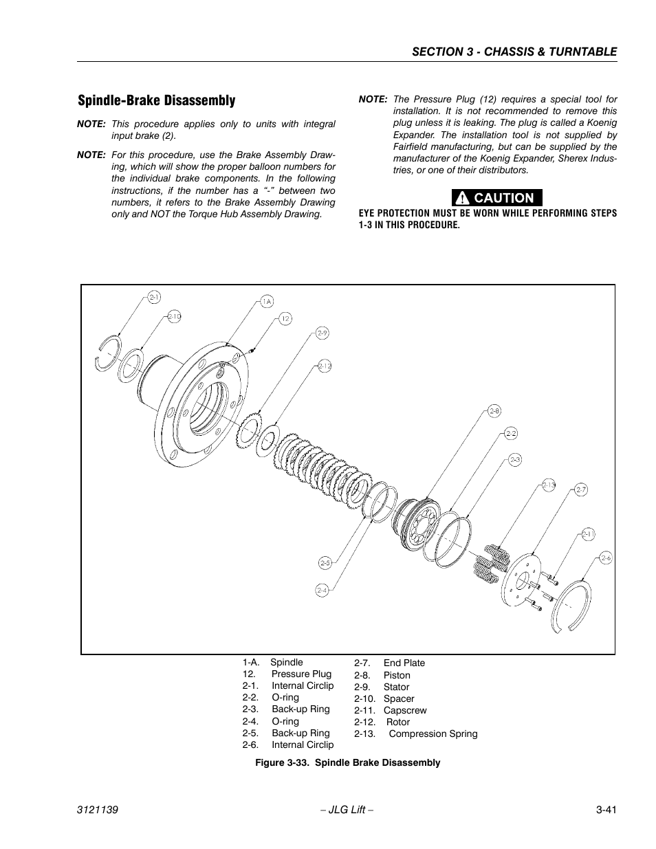 Spindle-brake disassembly, Spindle-brake disassembly -41, Spindle brake disassembly -41 | JLG 800S Service Manual User Manual | Page 87 / 372