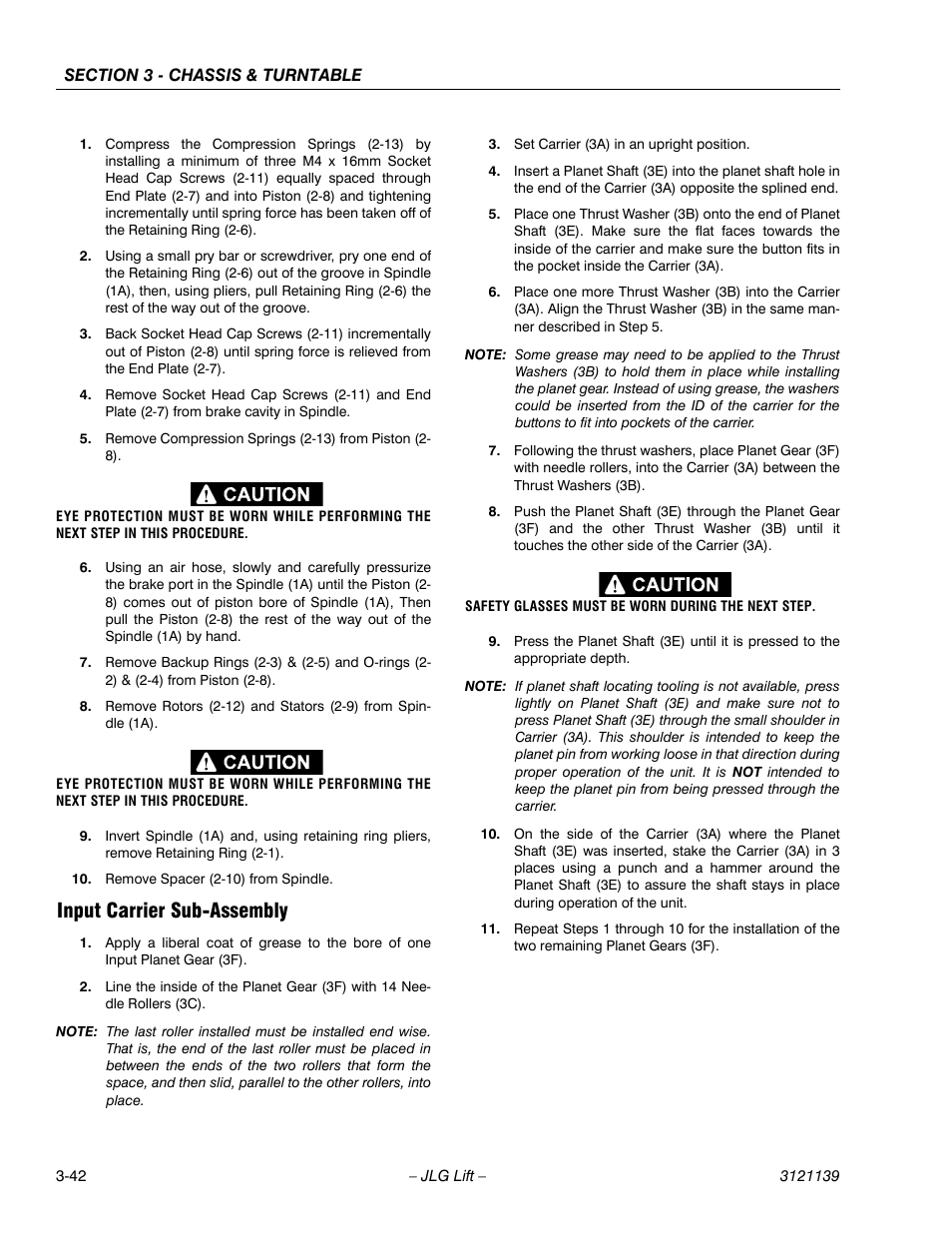 Input carrier sub-assembly, Input carrier sub-assembly -42 | JLG 800S Service Manual User Manual | Page 88 / 372