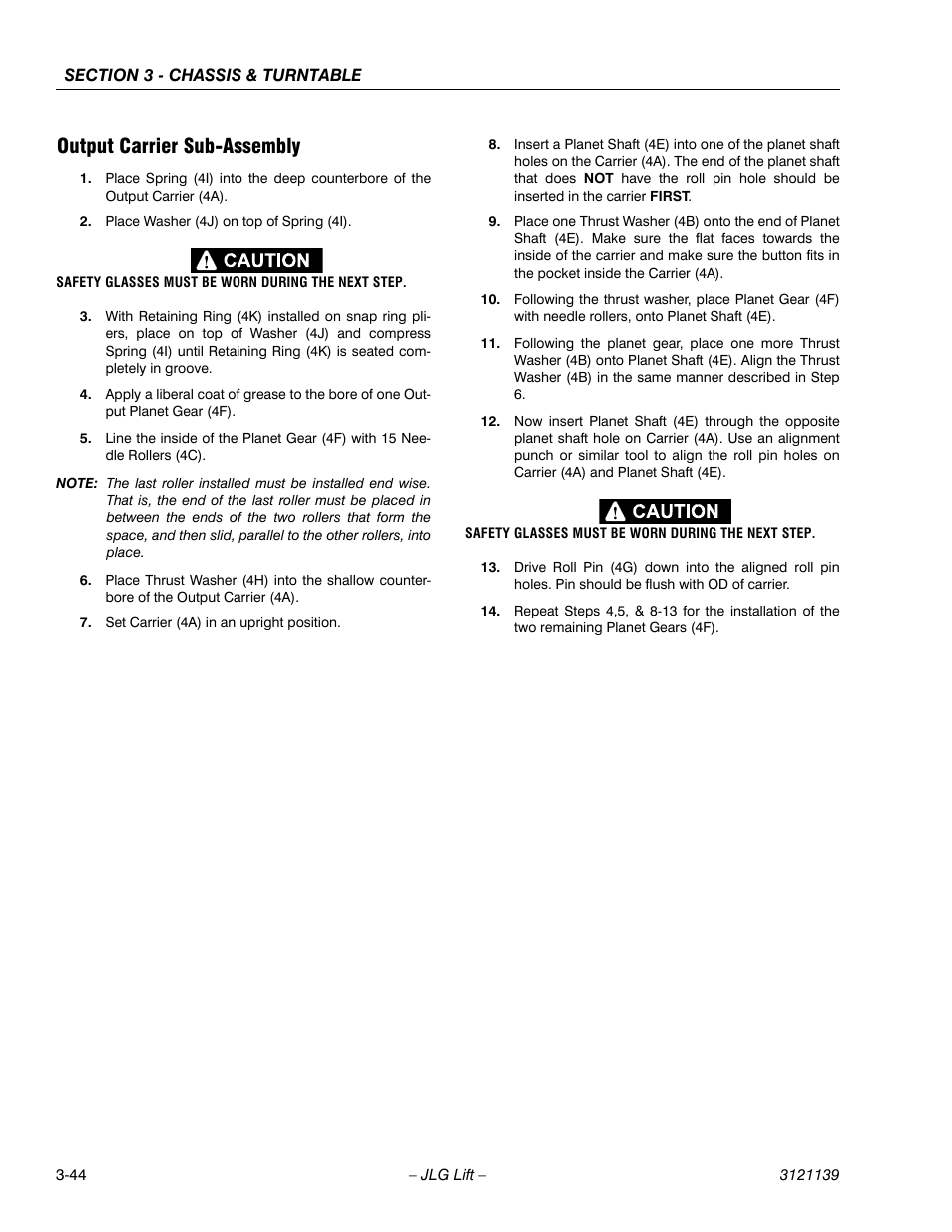 Output carrier sub-assembly, Output carrier sub-assembly -44 | JLG 800S Service Manual User Manual | Page 90 / 372