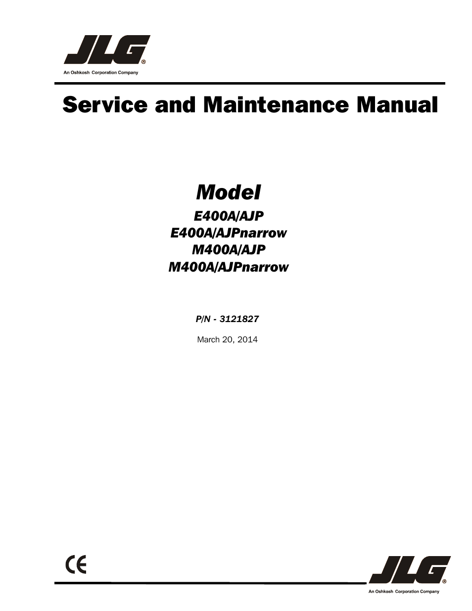 JLG M400 Service Manual Service Manual User Manual | 258 pages