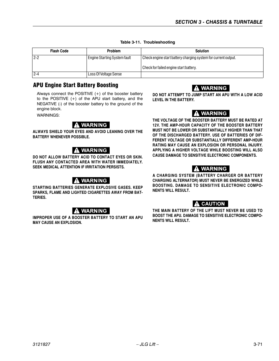 Apu engine start battery boosting, Apu engine start battery boosting -71 | JLG M400 Service Manual Service Manual User Manual | Page 113 / 258