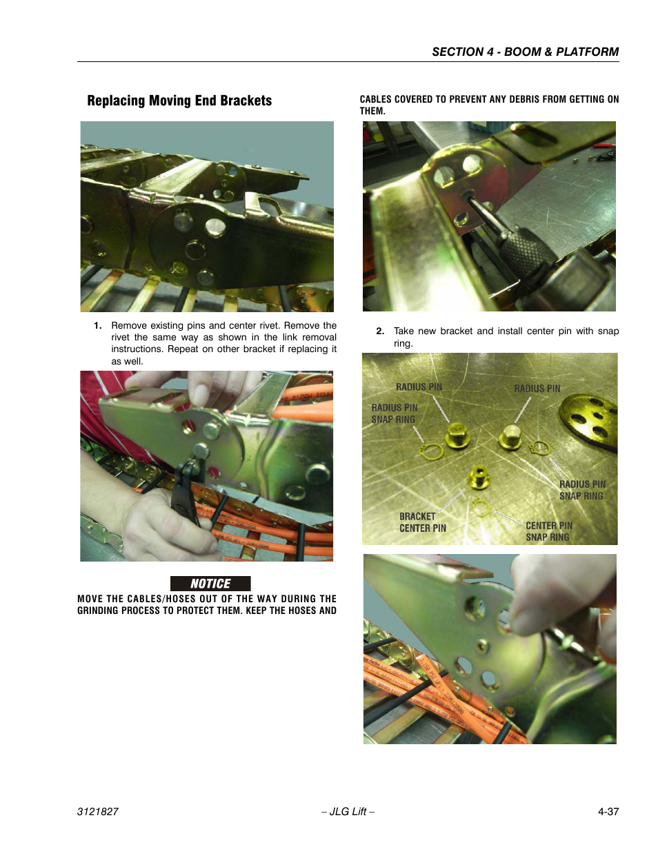 Replacing moving end brackets, Replacing moving end brackets -37 | JLG M400 Service Manual Service Manual User Manual | Page 153 / 258